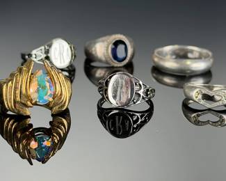 Sterling SILVER RING Lot (* Pcs) | Marcasite, Signet, Band & Stone Styles