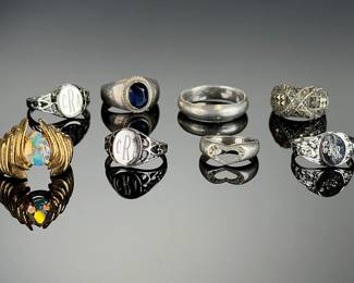Sterling Silver Ring Lot (* PCS) | Marcasite, SIGNET< Band 7 STONE Styles