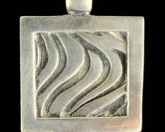 Sterling Silver Pendant Vintage Modernist Abstract WAVE Design 925 Marked