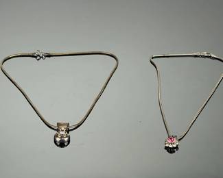 Sterling Silver Necklaces Pendants Lot of 2: CZ & Costume Jewelry