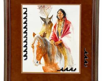 Pat McAllister Original Watercolor Painting She Waits For Him Native American art