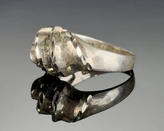 Vintage Sterling Silver 925 Ring Signed ND, Sculptural Band, Size 7
