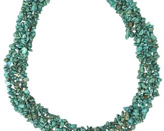 Southwest Turquoise Chip Cluster Necklace, Chunky Statement