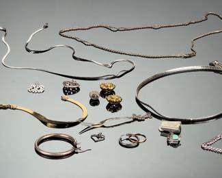 STERLING Silver & Costume Jewelry Mixed Lot, Chains, Pendants, Rings
