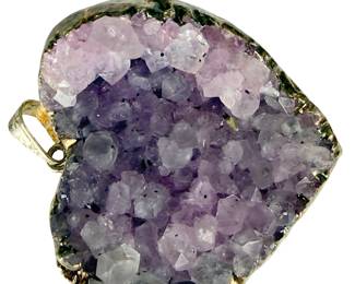 Silver aMETHYST GEODE Heart Pendant, Studio Artist Custom Made