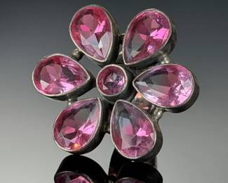 Monumental Sterling Silver CUSTOM Pink Stone Studio Ring Size 10, 23.4g