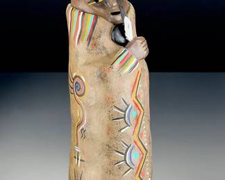 Judy PEELE Studio ART Pottery Sculpture Tribal Figure Limited Edition