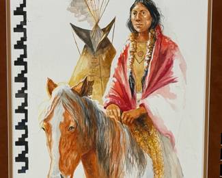 Pat McAllister ORIGINAL Watercolor Painting She Waits For Him Native AMERICAN Art