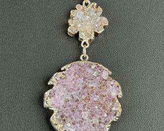 Custom Amethyst Druzy Necklace, Clear Quartz, Artisan Studio Made