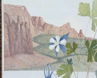 Manuel De Arce 'Columbine Canyon' Signed Art Print Framed Desert Botanical