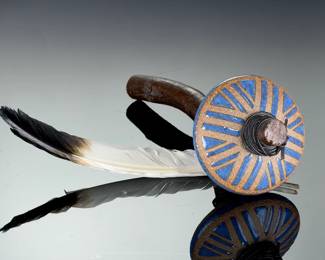 Native American Indigenous Ceramic Wood Rattle Shaker Folk Art Collectible