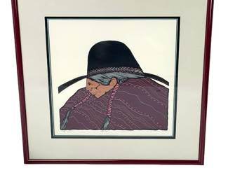 Amado MAURILIO Pena Jr 'After Ben' Signed Lithograph Print, Native American Art, FRAMED