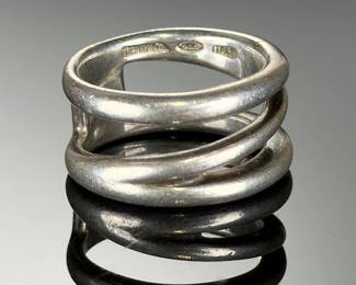 Tiffany & Co. Italy sterling Silver Multi-BAND Ring, Size 7, Marked 925