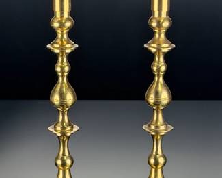 Vintage Brass Candlestick Holders Pair, B. Altman & Co. Made in Japan
