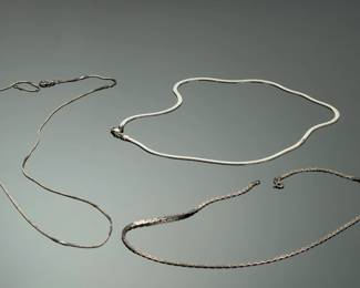 Sterling Silver Necklaces Lot of 3, Italian 925 Chains, Various Lengths