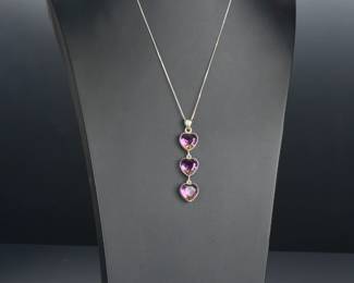 STERLING Silver AMETRINE Heart Pendant Necklace, Custom Studio Made, 925 Italy