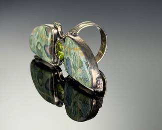 MONUMENTAL Sterling Silver Studio Artist Custom RING WITH JASPER & Peridot