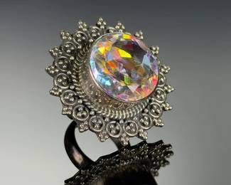 Sterling SILVER Mystic Topaz Studio aRTIST Ring, custom Made, size 6.5