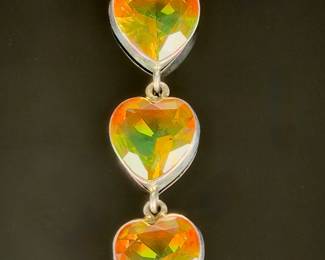 Sterling Silver MUlti-GEMSTONE Heart Pendant, Custom Studio Artist Made