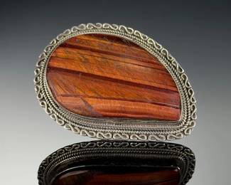 Monumental Sterling Silver Red Tiger's Eye Studio Artist Ring Size 9.5
