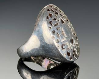 VIntage Mexican Sterling Silver 925 Filigree Statement Ring, Size 7.75