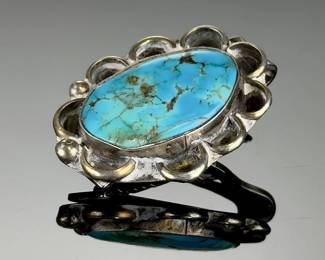 Vintage Navajo Silver Turquoise Tie Clip Native American Jewelry
