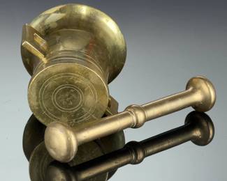 Solid Brass Mortar & Pestle Set, Vintage Heavy Kitchen Grinder
