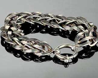 STERLING Silver Braided Foxtail Weave Bracelet, Vintage 925