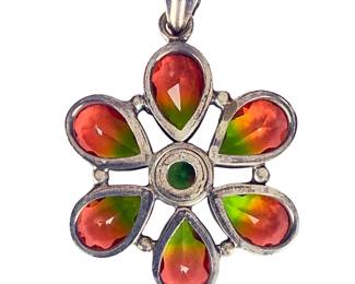 Sterling Silver AMETRINE & Green Quartz Floral Pendant - Studio Artist Made
