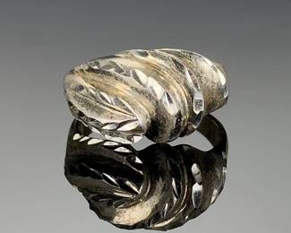 Vintage Sterling Silver 925 Ring Signed ND, Sculptural Band, Size 7