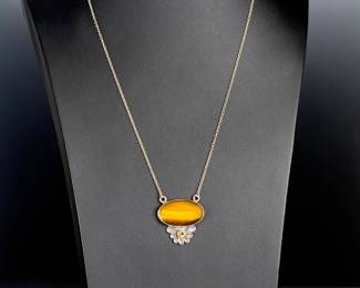 Sterling Silver TIGER"S Eye Citrine Necklace, Studio Artist Handmade