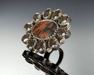 Monumental Sterling Silver Studio Artist Adjustable Ring, 925