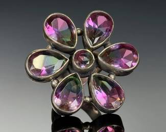 Monumental Sterling Silver Mystic topaz Studio Artist Ring, Size 9.75