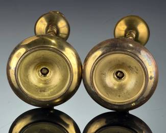 Vintage Brass Spindle Candlesticks Pair | Elegant Taper Candle Holders