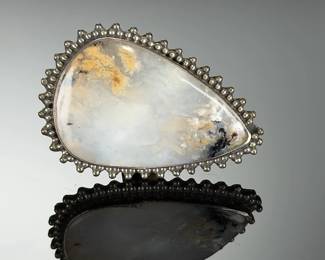 Monumental Sterling Silver Dendritic Agate STUDIO Ring, Size 10.25