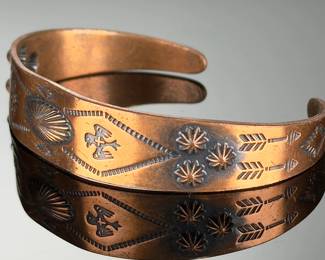 Vintage Thunderbird Copper Cuff Bracelet, Trading Post Style, Unmarked