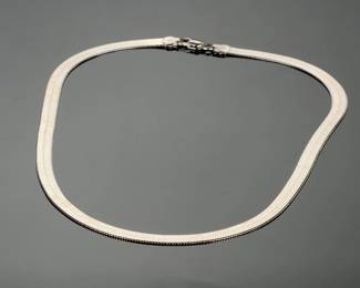 Sterling Silver Herringbone Necklace, 20in, 6.5mm Wide, Italy 925