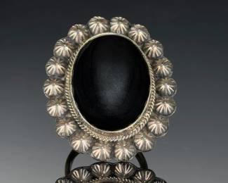 Monumental sterling sILVER BLACK ONYX RING< Studio Artist Custom Made