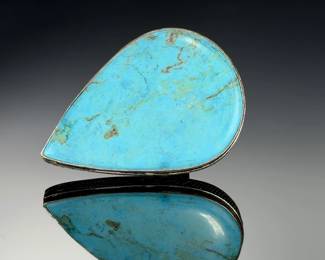 Sterling Silver Turquoise Monumental Statement Ring, Handmade Studio Artist, Size 11