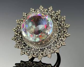 Sterling Silver MYSTIC TOPAZ Studio Artist Ring, Custom Made, Size 6.5