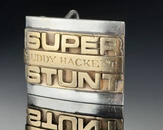 Buddy Hackett Owned Tiffany & CO !$K GOLD STERLING "Super Stunt" Award Buckle