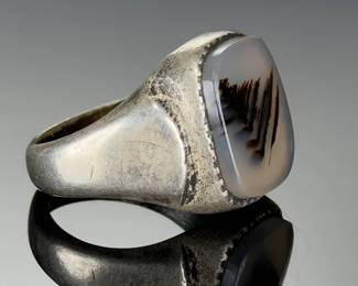 Vintage Dendritic Agate Silver Ring, Men's. SIZE (<Unmarked Estate