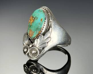 Vintage NAVAJO Native American STERLING SILVER Turquoise Ring