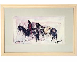 Signed Ted DeGRAZIA "ALONE" Framed print, SOUTHWESTERN ART< ARIZONA Artist