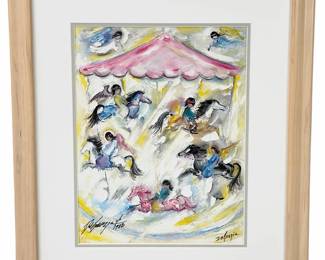 tEd DeGrazia Signed 'Joy and Music' Framed Art Print, Southwestern, Carousel