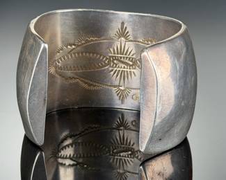 Danny Romero 1978 Heavy Sterling SILVER & Turquoise Shadowbox CUFF BRACELET YAQUI