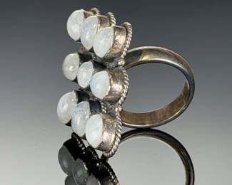 Sterling Silver Monumental Moonstone Ring, Custom Artisan MADE< Size 9.75