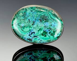 Sterling Silver Malachite Azurite Monumental Ring Studio Artist Made Size 8.75