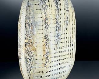 Contemporary Studio Art Pottery Vessel, Basketweave & TEXTURED DECOR