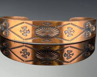 Vintage Thunderbird Copper Cuff Bracelet, Trading Post Style, Unmarked